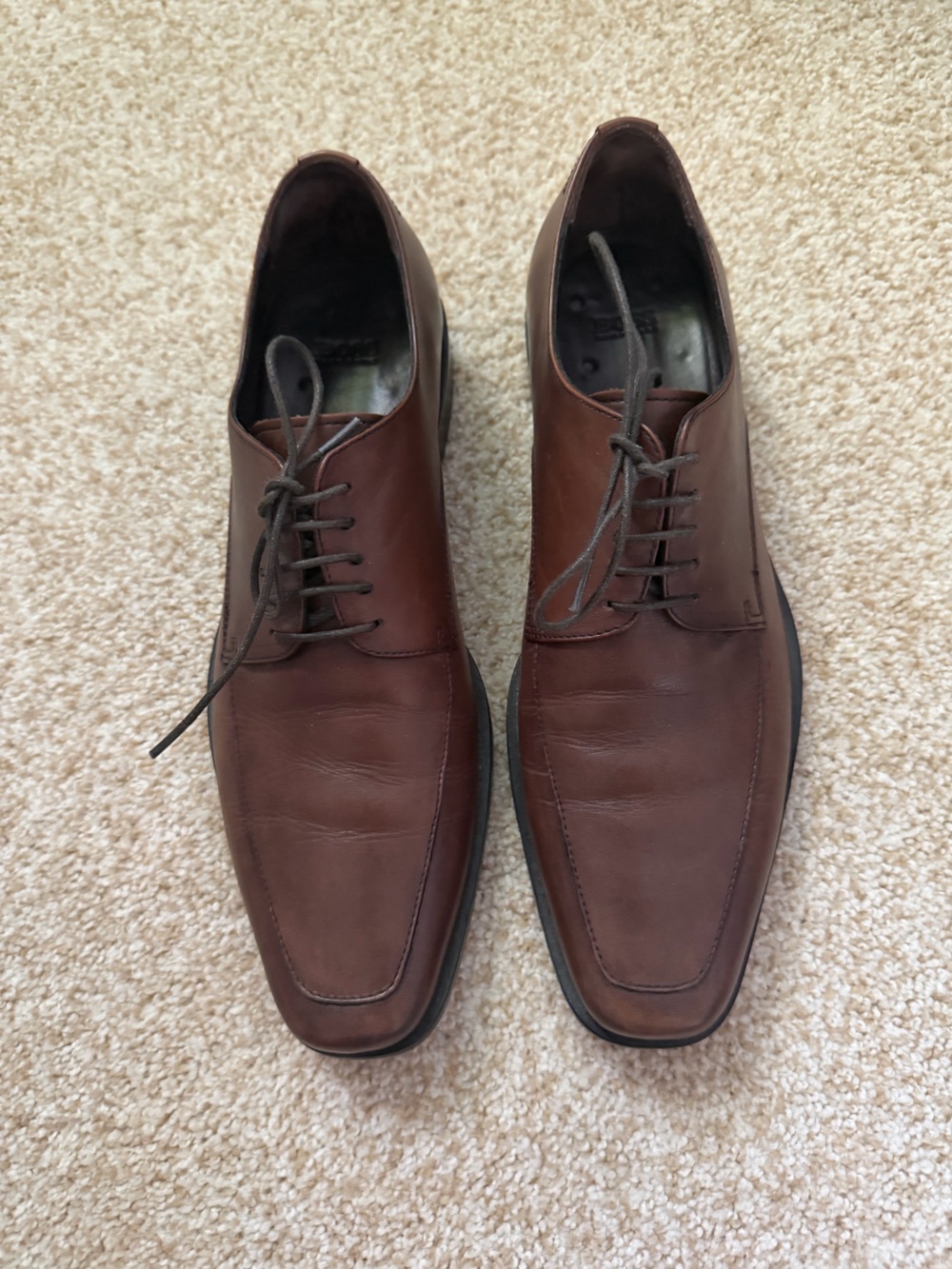 HUGO BOSS Vero Cuoio Leather Oxford Shoes Mens Size 9 Brown Cloude Dress Shoes - Picture 2 of 8